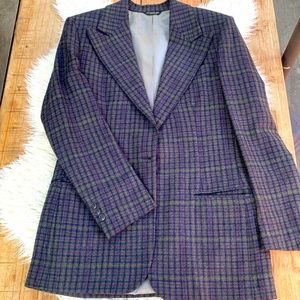 Fitted wool plaid blazer
